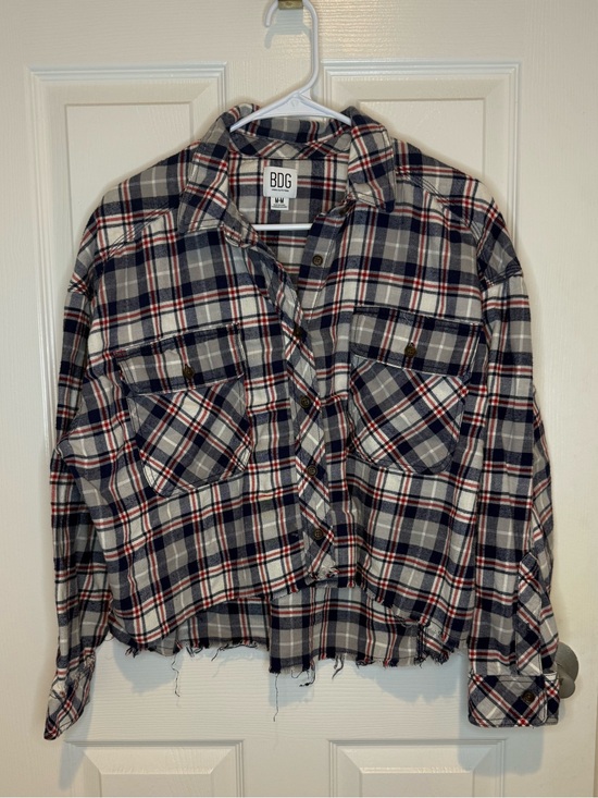 BDG Tops - BDG Urban Outfitters Cropped Plaid Flannel Shirt – Size M